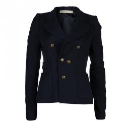 Pre Owned Balenciaga Paris Navy Blue Wool Double Breasted Blazer S