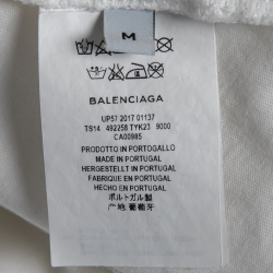 Pre Owned Balenciaga White Logo Printed Cotton T-Shirt M