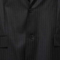 Pre Owned Balenciaga Grey Striped Wool Skirt Inset Single Breasted Blazer S