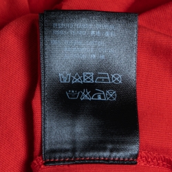 Pre Owned Balenciaga Red Cotton Logo Print T-Shirt XS