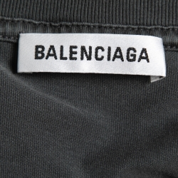 Pre Owned Balenciaga Grey Cotton Oversized Logo Printed T-Shirt S