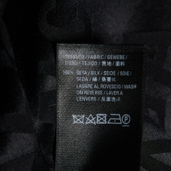 Pre Owned Balenciaga Black All Over Logo Silk Satin Neck Tie Detail Oversized Shirt S