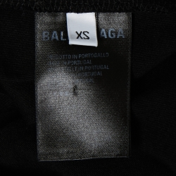 Pre Owned Balenciaga Black Cotton Logo Printed Short Sleeve T-Shirt XS