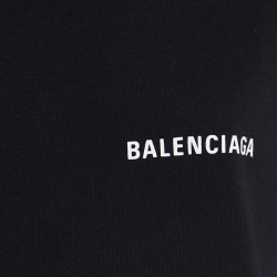 Pre Owned Balenciaga Black Cotton Logo Printed Short Sleeve T-Shirt XS
