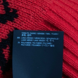 Pre Owned Balenciaga Red All-Over Logo Patterned Wool Sweater M