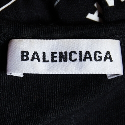 Pre Owned Balenciaga Black All Over Logo Printed Long Sleeve T-Shirt XL