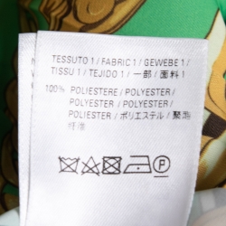 Pre Owned تنورة ميدي بالنسياغا ساتان مطبوع سلاسل خضراء بطيات غير متساوية مقاس صغير - سمول