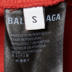Pre Owned Balenciaga Red Cotton Logo Print T-Shirt S