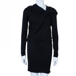 مملوكة مسبقًا فستان بالنسيياغا أسود كتف درابيه S