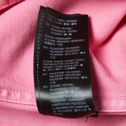 Pre Owned Balenciaga Pink Logo Embroidered Denim Button Front Jacket S