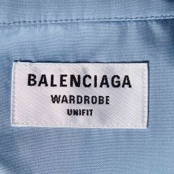 Pre Owned Balenciaga Blue Cotton Blend Asymmetric Oversized Shirt S