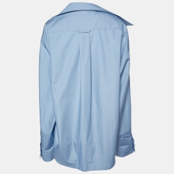 Pre Owned Balenciaga Blue Cotton Blend Asymmetric Oversized Shirt S
