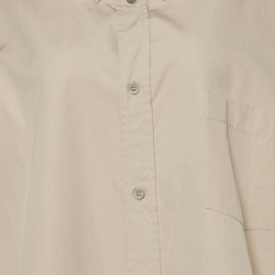 Pre Owned Balenciaga Beige Cotton Logo Printed Oversized Shirt L