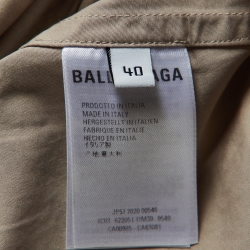 Pre Owned Balenciaga Beige Cotton Logo Printed Oversized Shirt L
