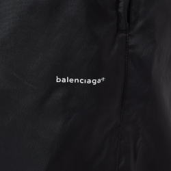 Pre Owned Balenciaga Black Logo Print Synthetic Track Pants XS