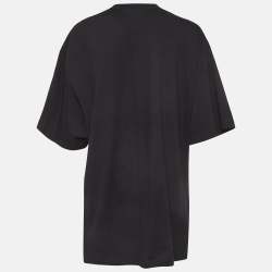 Pre Owned Balenciaga Black Bebe Embellished Cotton Crew Neck T-Shirt S