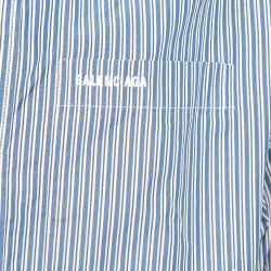 Pre Owned Balenciaga Blue Pinstripe Cotton Oversized Shirt XS
