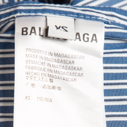 Pre Owned Balenciaga Blue Pinstripe Cotton Oversized Shirt XS