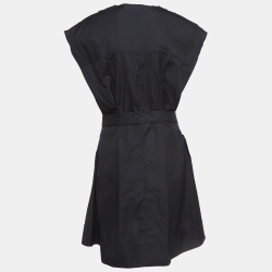 Pre Owned Balenciaga Black Cotton Pintuck Mini Dress M