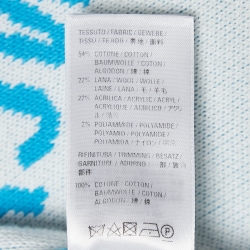 Pre Owned Balenciaga Blue Logo Printed Oversize Cardigan XS