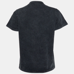 Pre Owned Balenciaga Grey Logo Print Cotton Crew Neck T-Shirt M