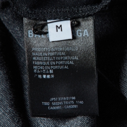Pre Owned Balenciaga Grey Logo Print Cotton Crew Neck T-Shirt M