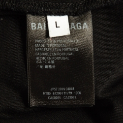 Pre Owned Balenciaga Black Logo Print Cotton T-Shirt L