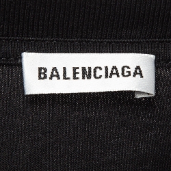 Pre Owned Balenciaga Black Logo Print Cotton T-Shirt L