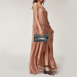 Pre Owned Balenciaga Green Leather Giant 21 Envelope Clutch