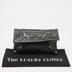 Pre Owned Balenciaga Green Leather Giant 21 Envelope Clutch