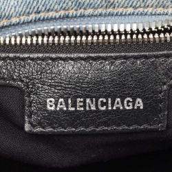 Pre Owned Balenciaga Blue Denim XS Crystals Neo Cagole Bag