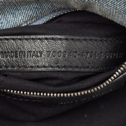 Pre Owned Balenciaga Blue Denim XS Crystals Neo Cagole Bag