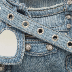 Pre Owned Balenciaga Blue Denim XS Crystals Neo Cagole Bag