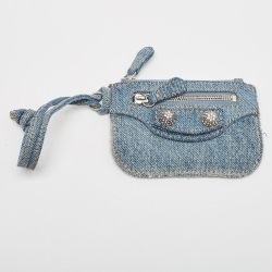 Pre Owned Balenciaga Blue Denim XS Crystals Neo Cagole Bag