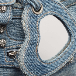 Pre Owned Balenciaga Blue Denim XS Crystals Neo Cagole Bag