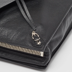 Pre Owned Balenciaga Black Leather Papier Sight Clutch