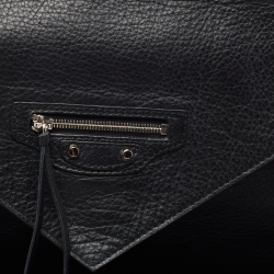 Pre Owned Balenciaga Black Leather Papier Sight Clutch