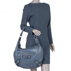 Pre Owned Balenciaga Grey Leather Giant Hobo