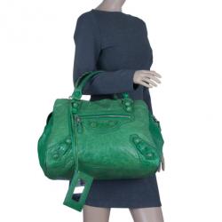 مملوكة مسبقًا Balenciaga Green Leather Giant Covered Midday Tote