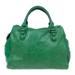 مملوكة مسبقًا Balenciaga Green Leather Giant Covered Midday Tote