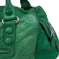 مملوكة مسبقًا Balenciaga Green Leather Giant Covered Midday Tote