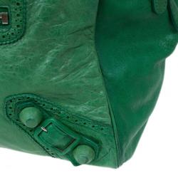 مملوكة مسبقًا Balenciaga Green Leather Giant Covered Midday Tote