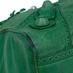 مملوكة مسبقًا Balenciaga Green Leather Giant Covered Midday Tote