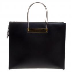 Pre Owned حقيبة يد بالنسياغا شوبر كابل جلد سوداء