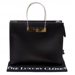 Pre Owned حقيبة يد بالنسياغا شوبر كابل جلد سوداء