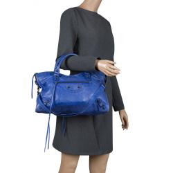 Pre Owned Balenciaga Blue Leather Classic City RH Tote
