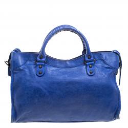 Pre Owned Balenciaga Blue Leather Classic City RH Tote