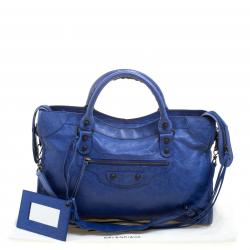 Pre Owned Balenciaga Blue Leather Classic City RH Tote