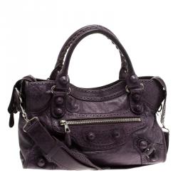 Balenciaga Purple Leather Brogues GCH Classic City Tote