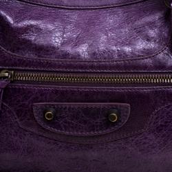 Pre Owned Balenciaga Purple Leather Classic City RH Tote